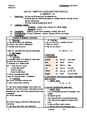 Giáo án Tiếng Anh Lớp 7 - Chương trình học kì II - Năm học 2018-2019